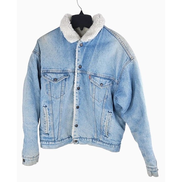 Levi's Other - Levis Vintage Denim Jacket Mens Large Sherpa Lined Light Trucker Snaps